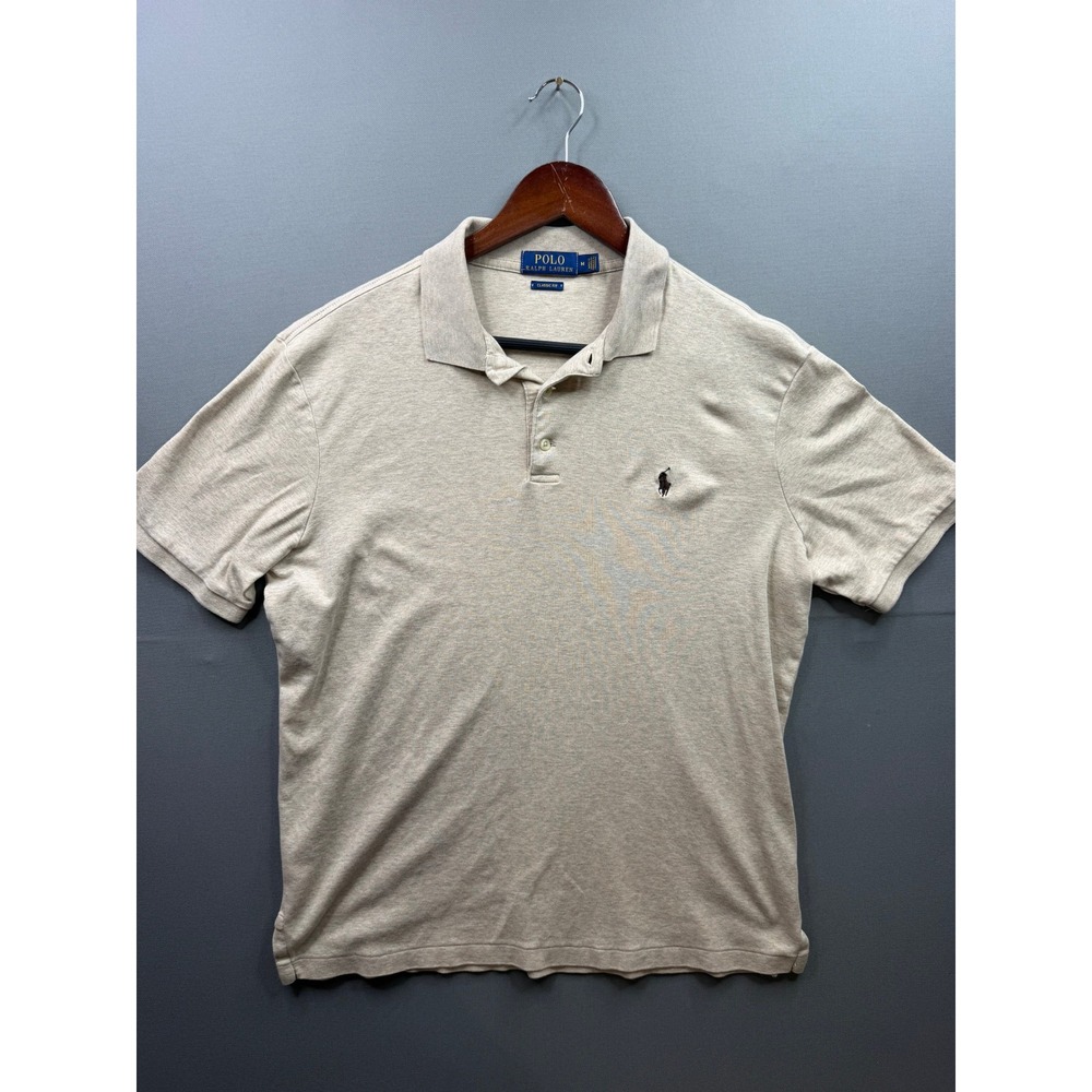 Polo by Ralph Lauren Beige Men's Short Sleeve Polo